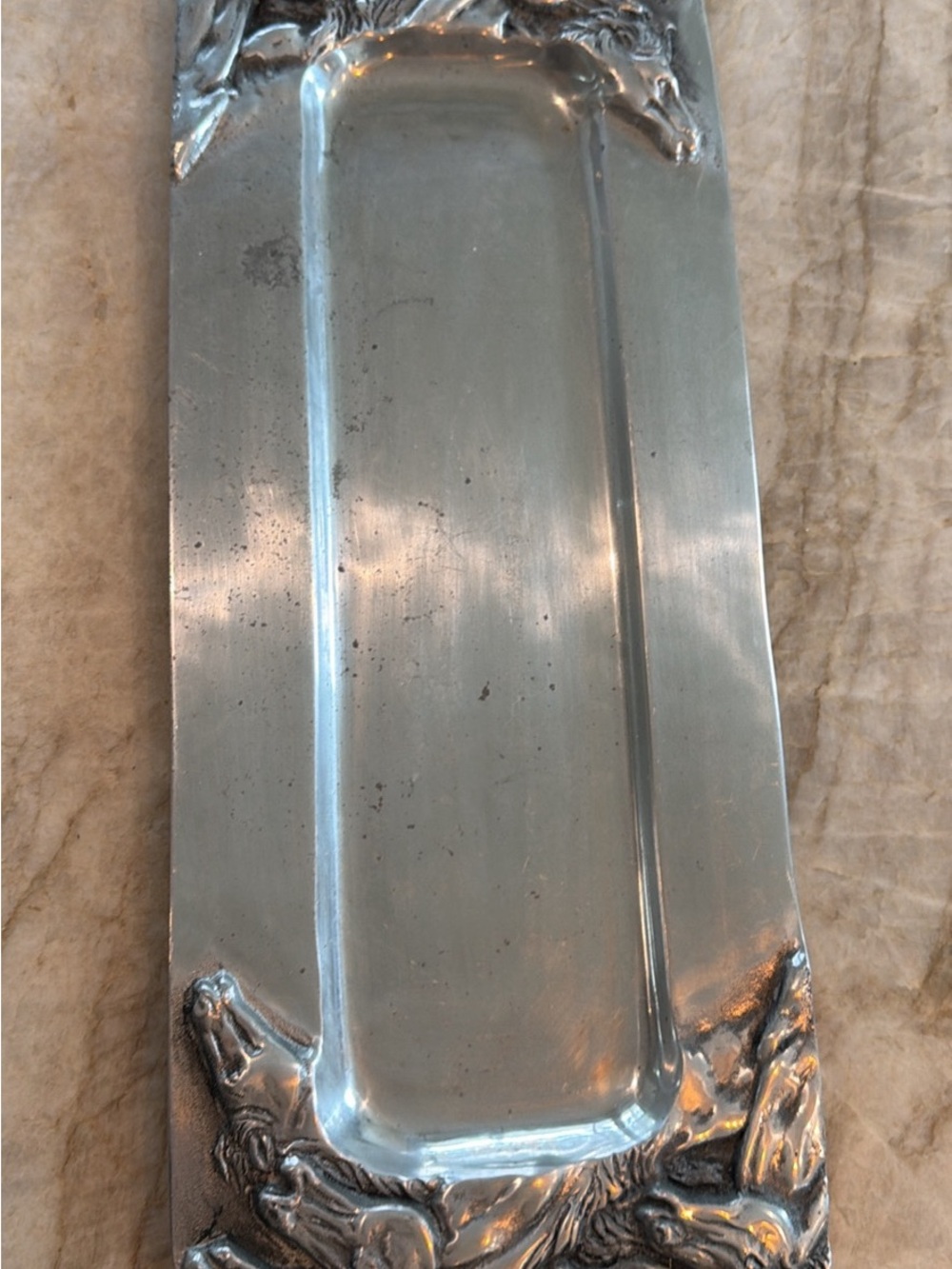 Decorative Silver-Tone Horse Motif Tray